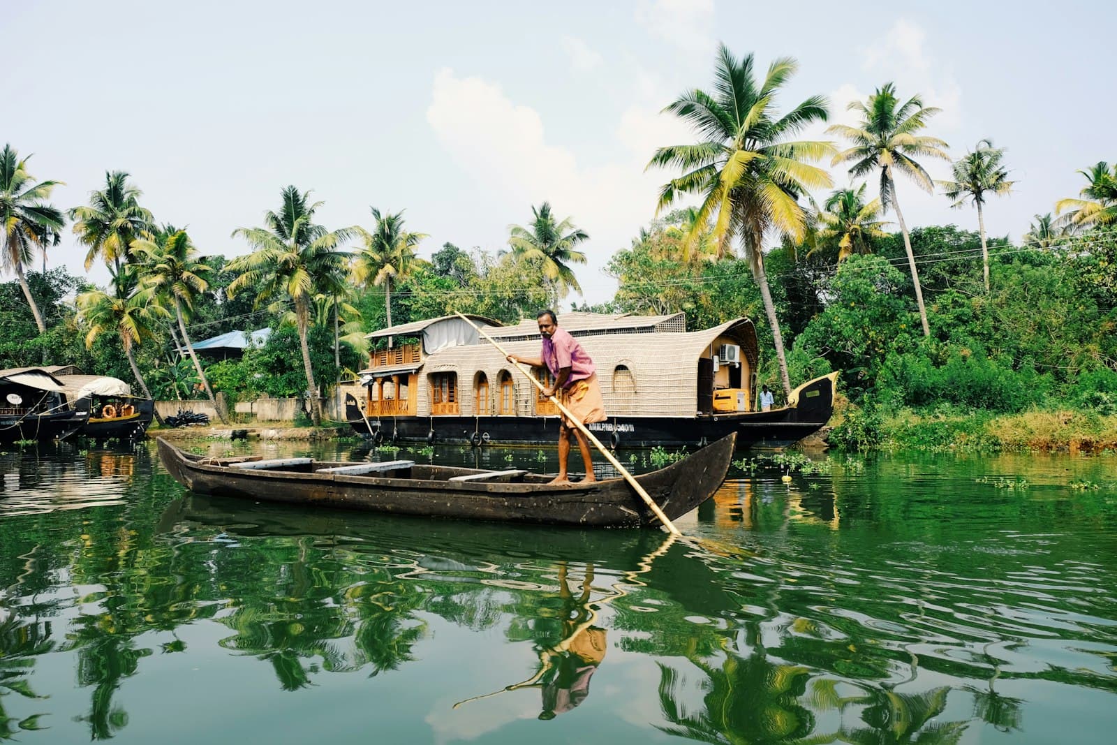 Canoe on a quiet Kerala backwater