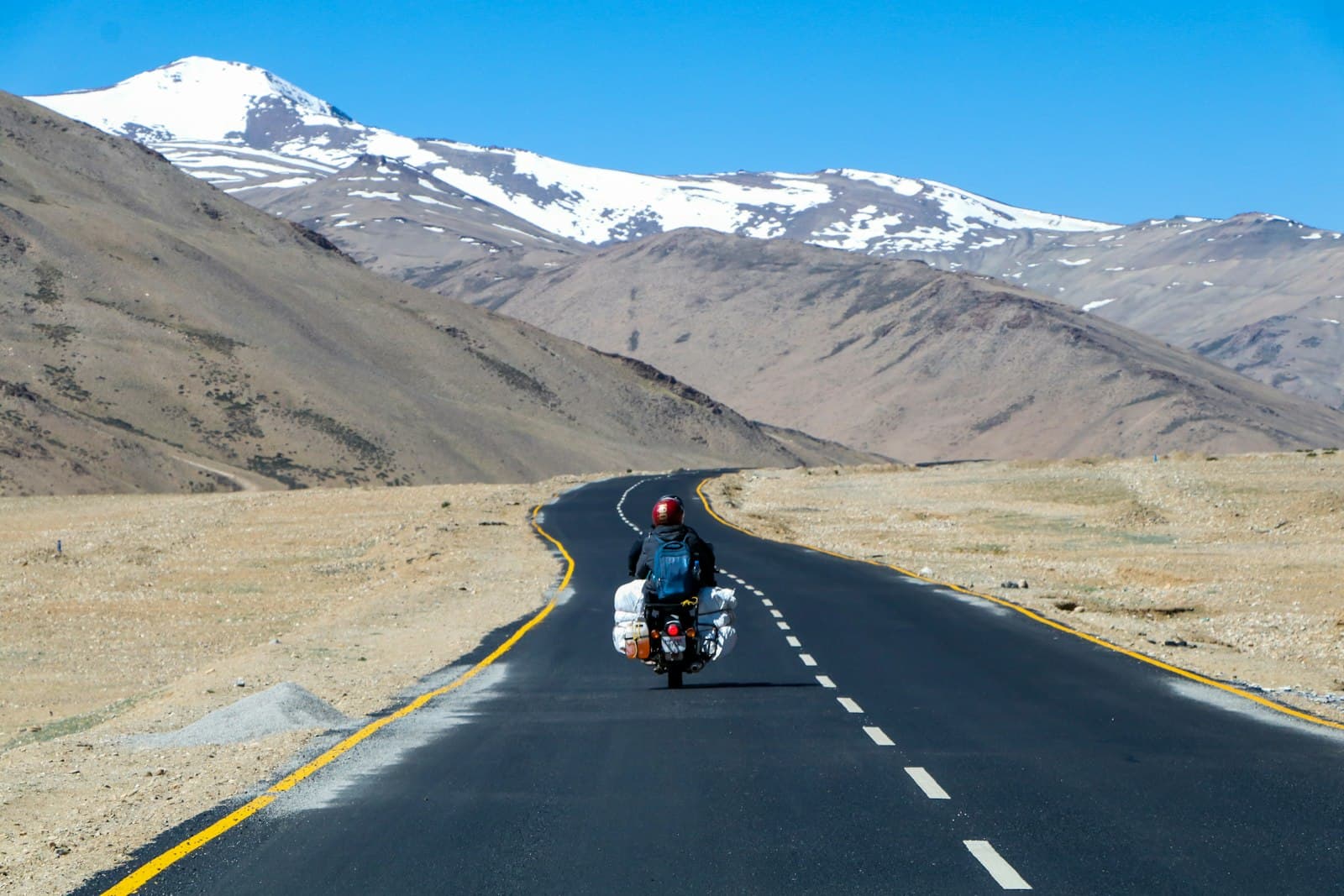 Biker on a Ladakh highway